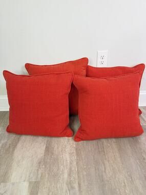 Crate & Barrel Henley Pillows (4) in Tomato